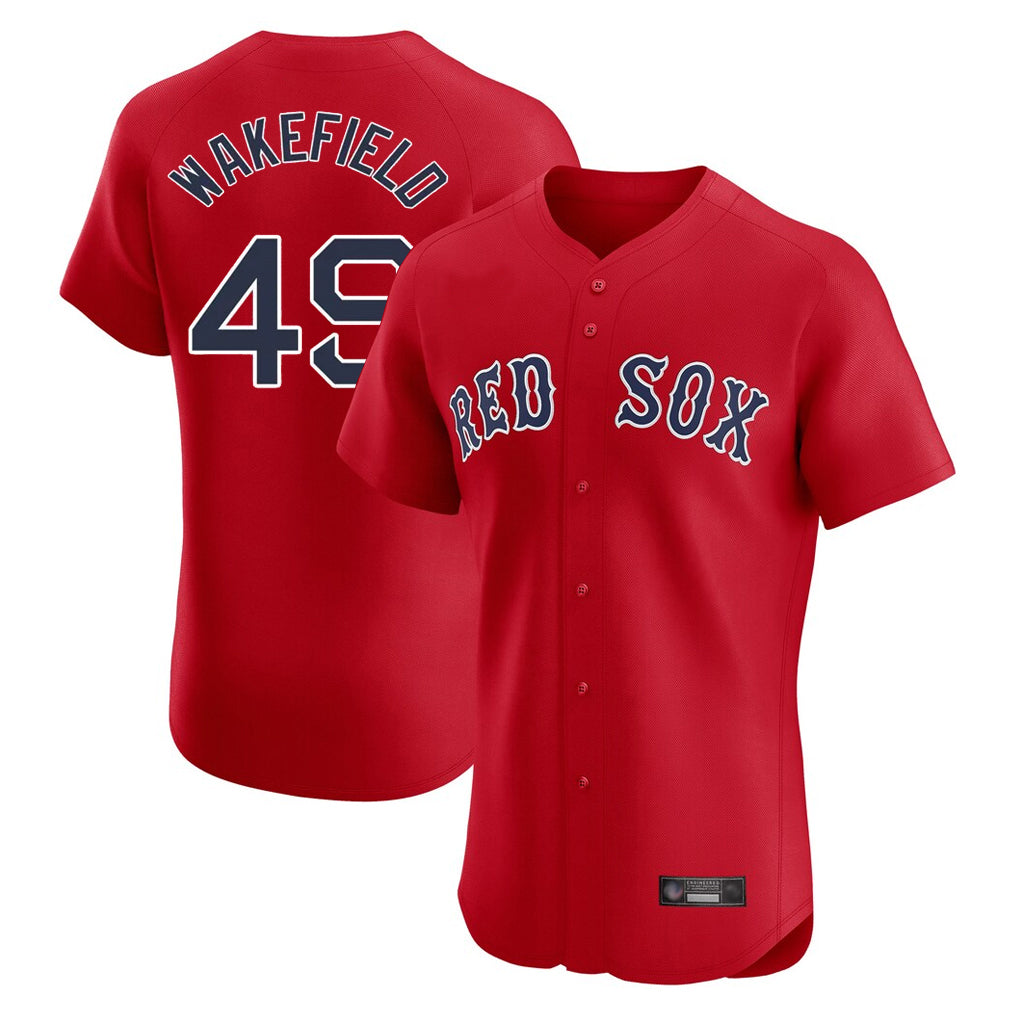 Ndoa B.Red Sox #49 Tim Wakefield Player Red Limited Elite Home Game Stitched Jerseys