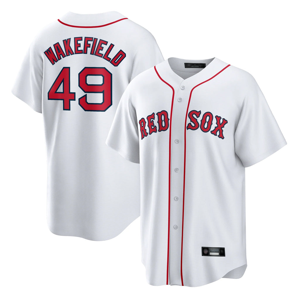 Ndoa B.Red Sox #49 Tim Wakefield Player White Home Game Stitched Jerseys