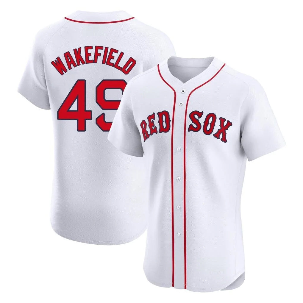 Ndoa B.Red Sox #49 Tim Wakefield Player White Limited Elite Home Game Stitched Jerseys