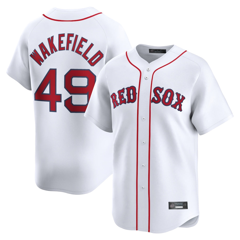 Ndoa B.Red Sox #49 Tim Wakefield Player White Limited Home Game Stitched Jerseys