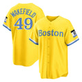 Ndoa B.Red Sox #49 Tim Wakefield Player Yellow Home Game Stitched Jerseys