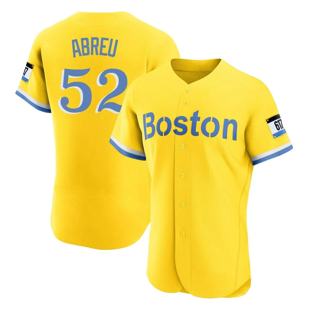 Ndoa B.Red Sox #52 Wilyer Abreu Player Yellow Limited Elite Home Game Stitched Jerseys