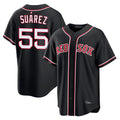 Ndoa B.Red Sox #55 Ranger Su¡§¡érez Player Black Out Home Game Stitched Jerseys