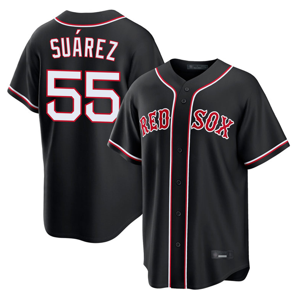 Ndoa B.Red Sox #55 Ranger Su¡§¡érez Player Black Out Home Game Stitched Jerseys