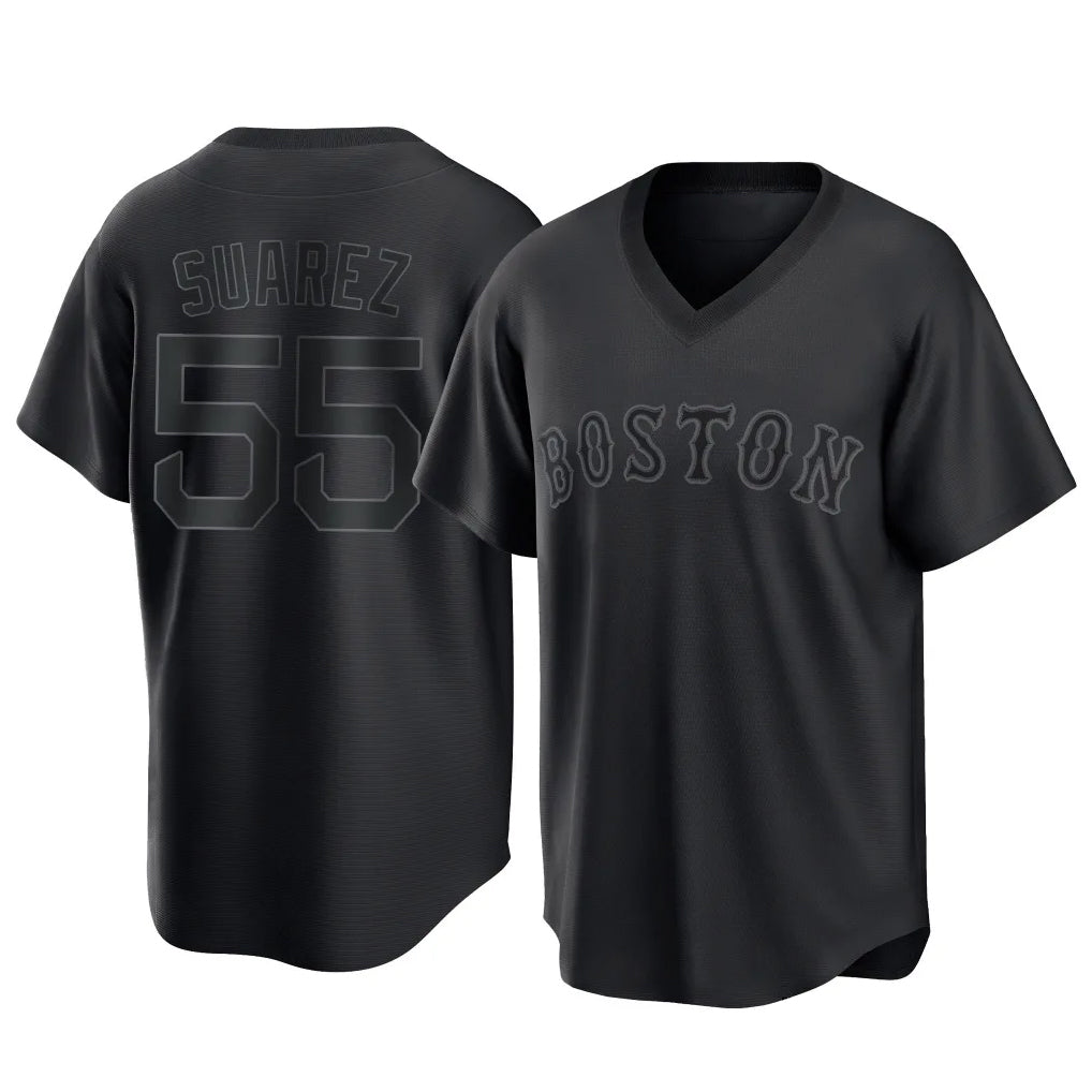 Ndoa B.Red Sox #55 Ranger Su¡§¡érez Player Black T-shirt Home Game Stitched Jerseys