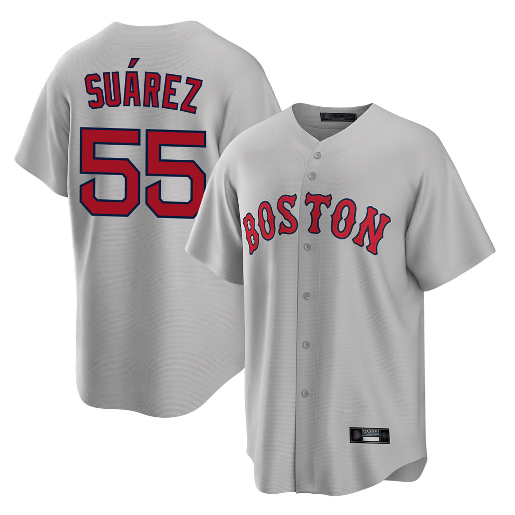 Ndoa B.Red Sox #55 Ranger Su¡§¡érez Player Gray Road Home Game Stitched Jerseys
