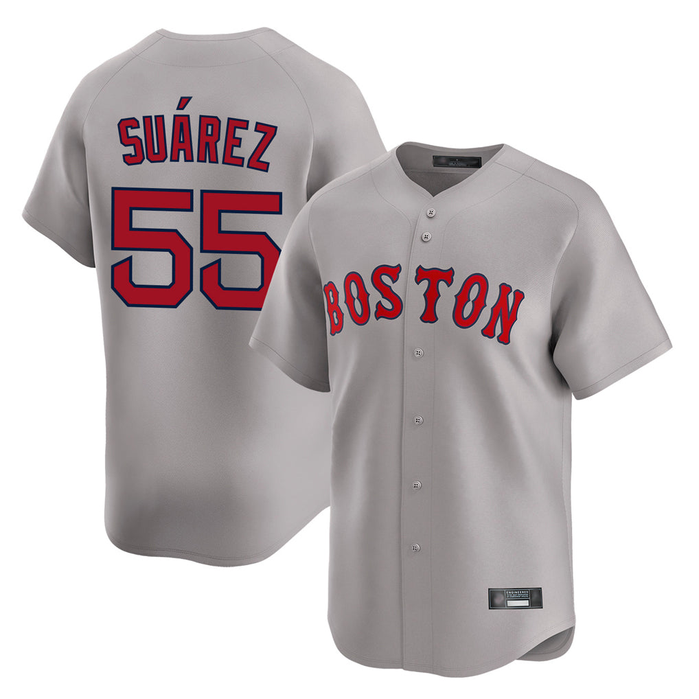 Ndoa B.Red Sox #55 Ranger Su¡§¡érez Player Gray Road Limited Home Game Stitched Jerseys