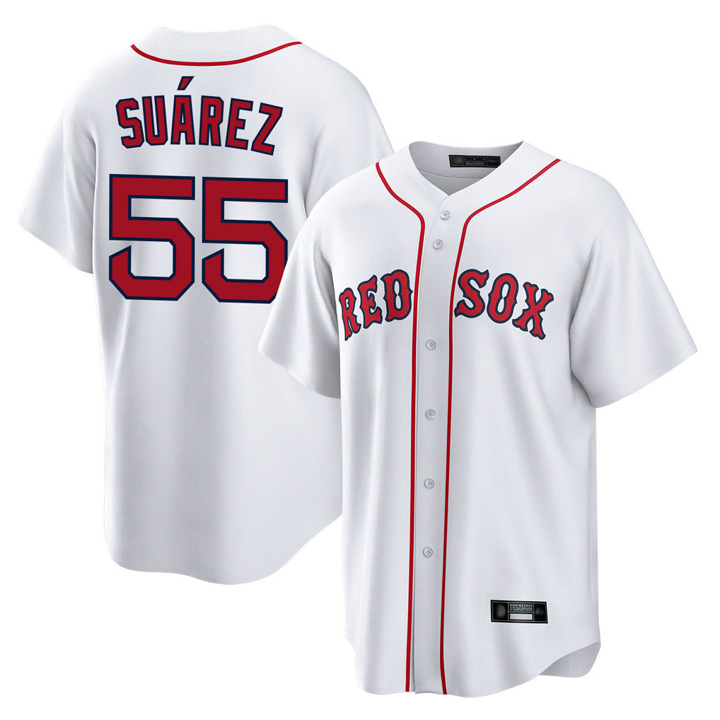 Ndoa B.Red Sox #55 Ranger Su¡§¡érez Player White Home Game Stitched Jerseys
