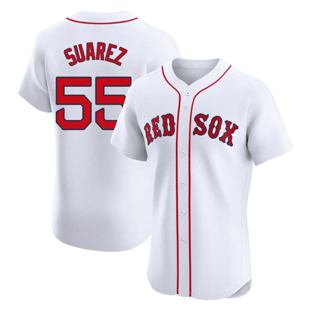 Ndoa B.Red Sox #55 Ranger Su¡§¡érez Player White Limited Elite Home Game Stitched Jerseys