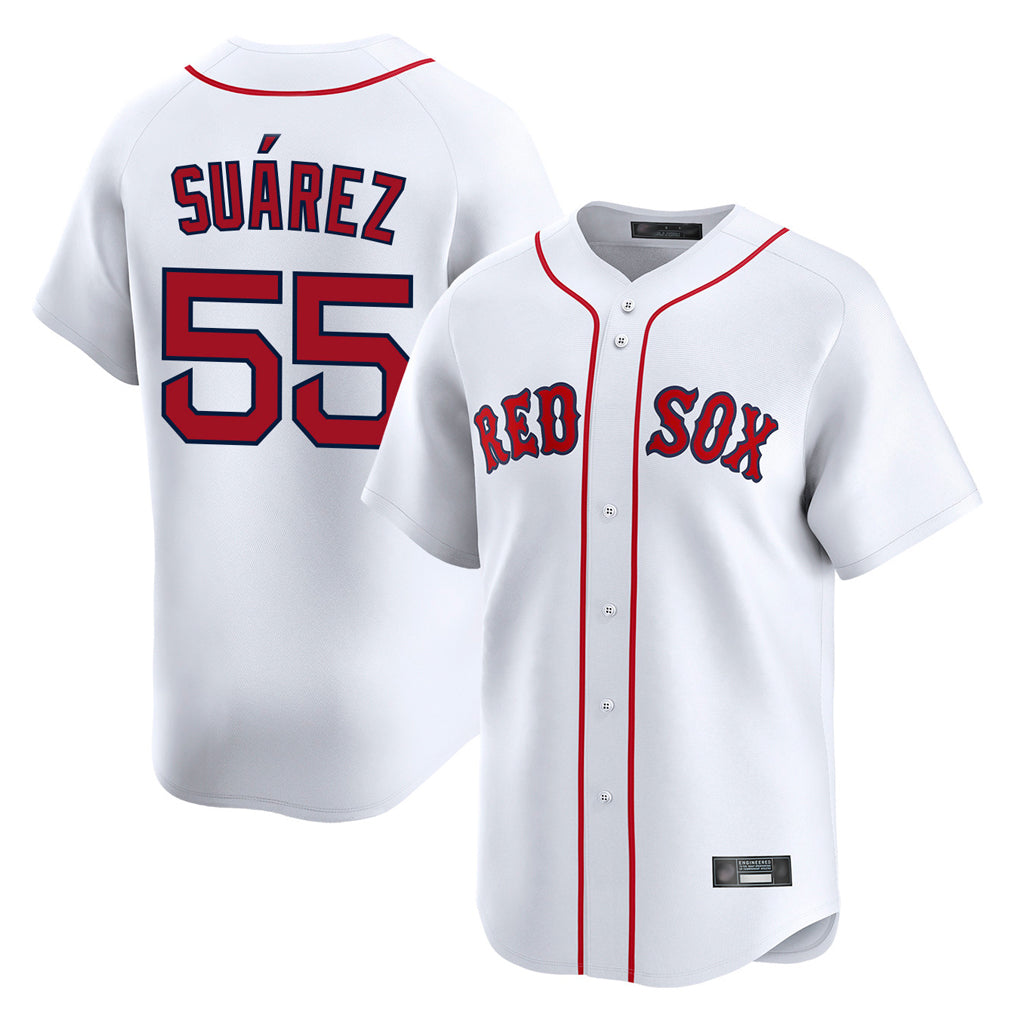 Ndoa B.Red Sox #55 Ranger Su¡§¡érez Player White Limited Home Game Stitched Jerseys