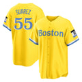 Ndoa B.Red Sox #55 Ranger Su¡§¡érez Player Yellow Home Game Stitched Jerseys