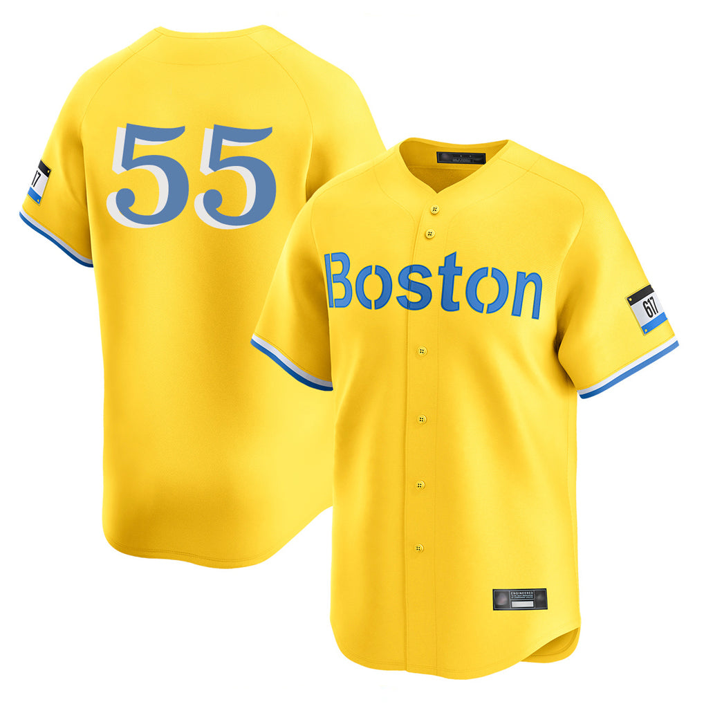 Ndoa B.Red Sox #55 Ranger Su¡§¡érez Player Yellow Limited Home Game Stitched Jerseys