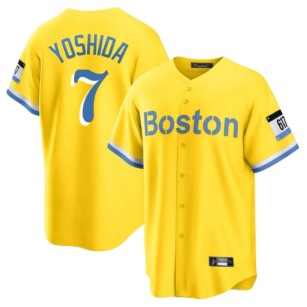 Ndoa B.Red Sox #7 Masataka Yoshida Player Yellow Home Game Stitched Jersey