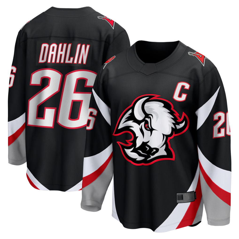 Ndoa B.Sabres #26 Rasmus Dahlin Black Alternate Captain Patch Breakaway Stitched Jerseys