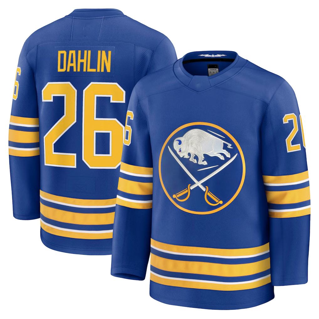 Ndoa B.Sabres #26 Rasmus Dahlin Royal Home Premium Stitched Jerseys