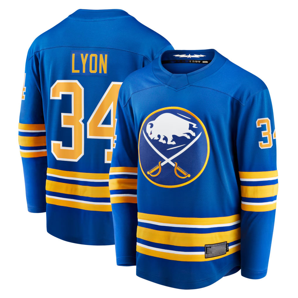Ndoa B.Sabres #34 Alex Lyon Royal Home Breakaway Stitched Jerseys