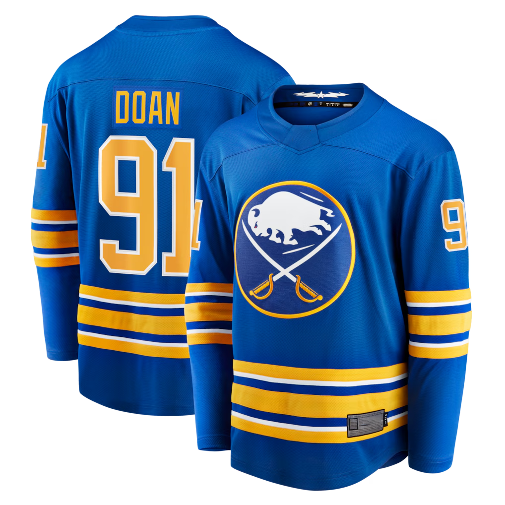 Ndoa B.Sabres #91 Josh Doan Royal Home Premier Breakaway Player Stitched Jerseys