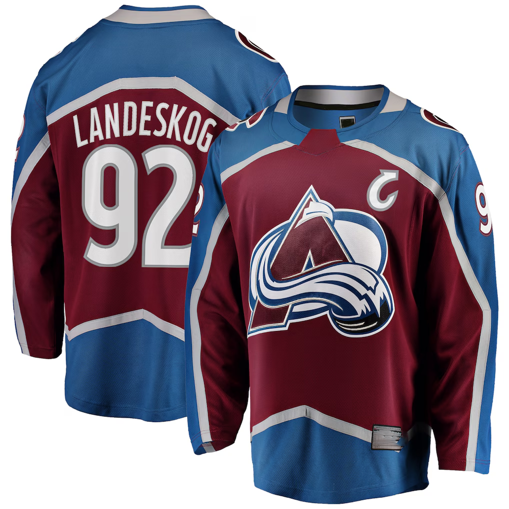Ndoa C.Avalanche #92 Gabriel Landeskog Burgundy Captain Patch Home Breakaway Jerseys