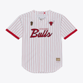 Ndoa C.Bulls Mitchell & Ness White Head Coach Pinstripe Mesh Full-Button Baseball Jerseys