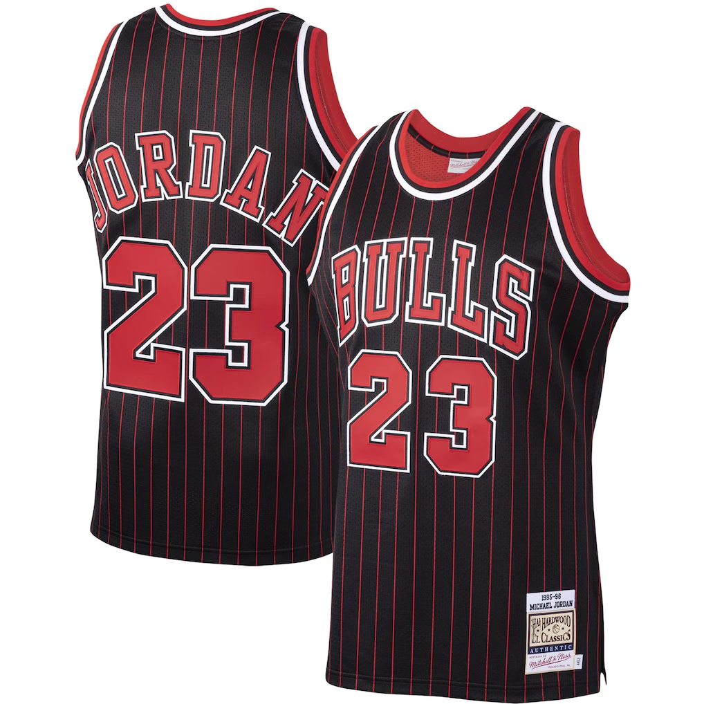 Ndoa C.Bulls #23 Michael Jordan Mitchell & Ness Black 1995-96 Hardwood Classics Authentic Jerseys