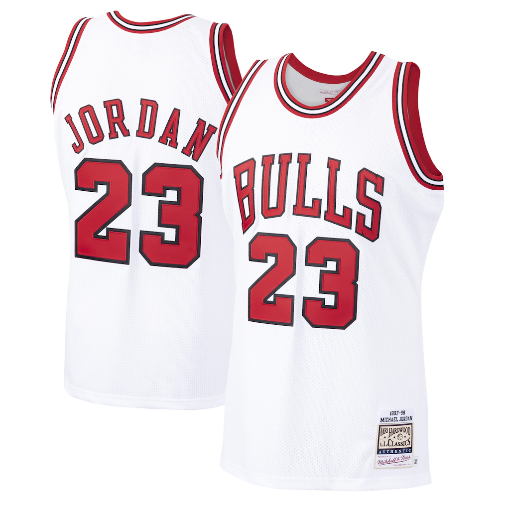Ndoa C.Bulls #23 Michael Jordan Mitchell & Ness White 1997-98 Hardwood Classics Authentic Jerseys