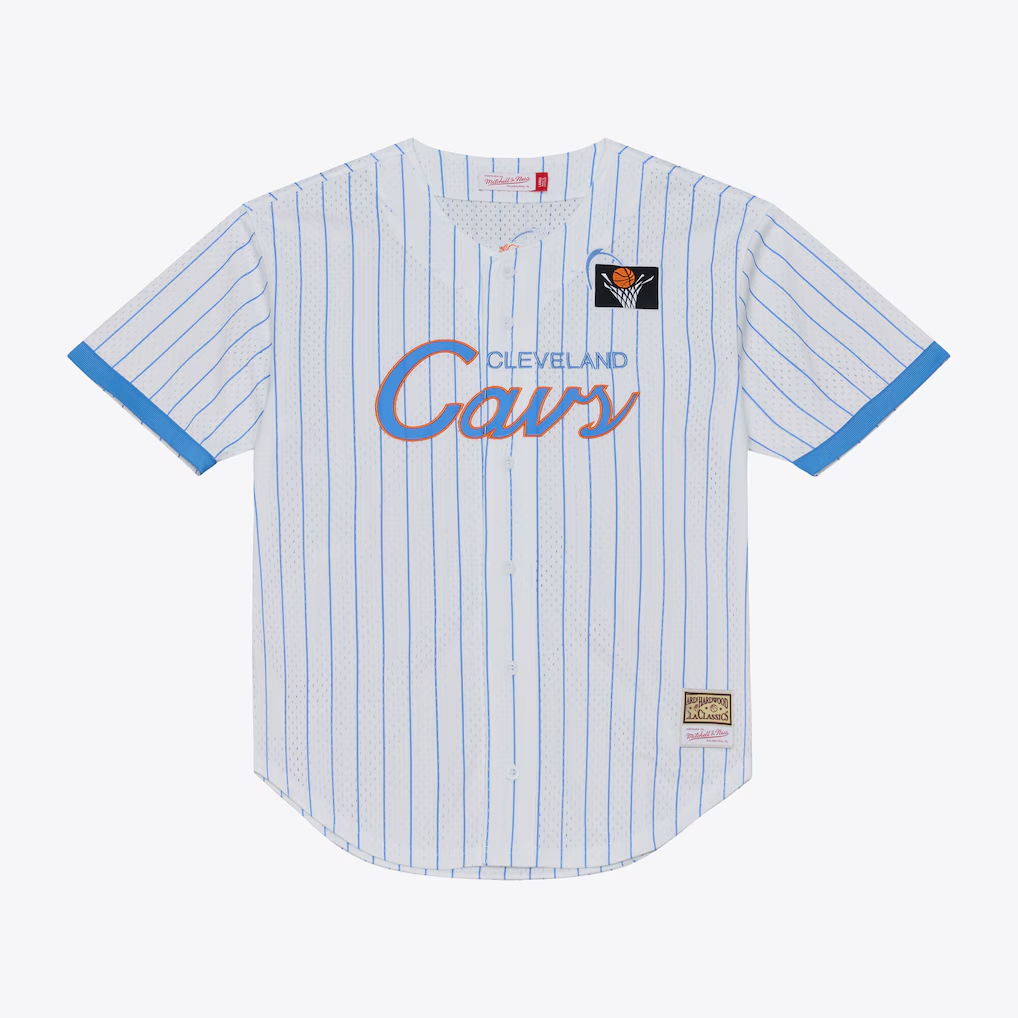 Ndoa C.Cavaliers Mitchell & Ness White Head Coach Pinstripe Mesh Full-Button Baseball Jerseys