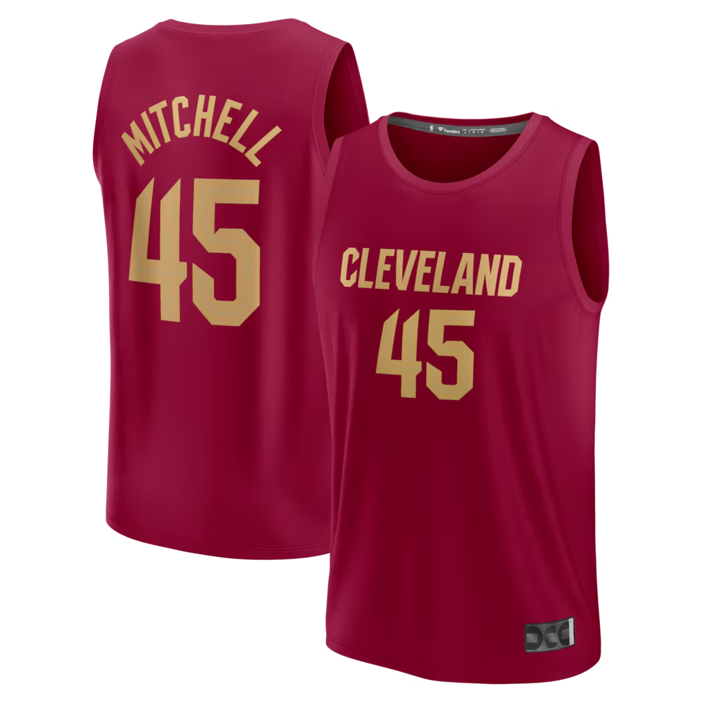 Ndoa C.Cavaliers #45 Donovan Mitchell Wine Fast Break Replica Jerseys - Icon Edition
