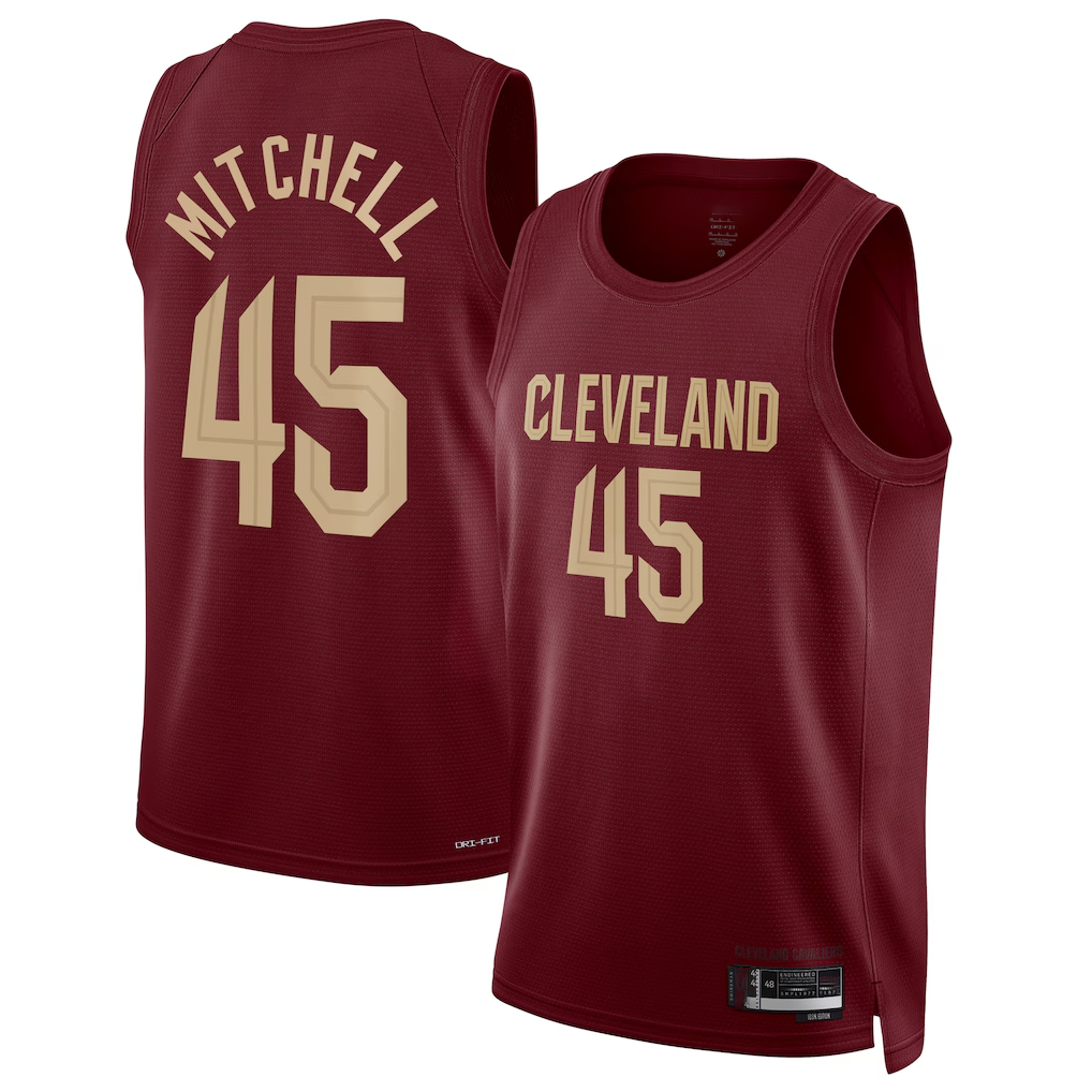Ndoa C.Cavaliers #45 Donovan Mitchell Wine Swingman Jerseys - Icon Edition