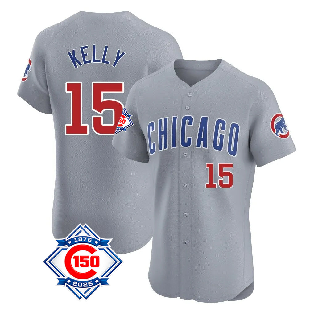 Ndoa C.Cubs #15 Carson Kelly Player Gray Road 150th Anniversary Limited Elite Home Stitched Jerseys