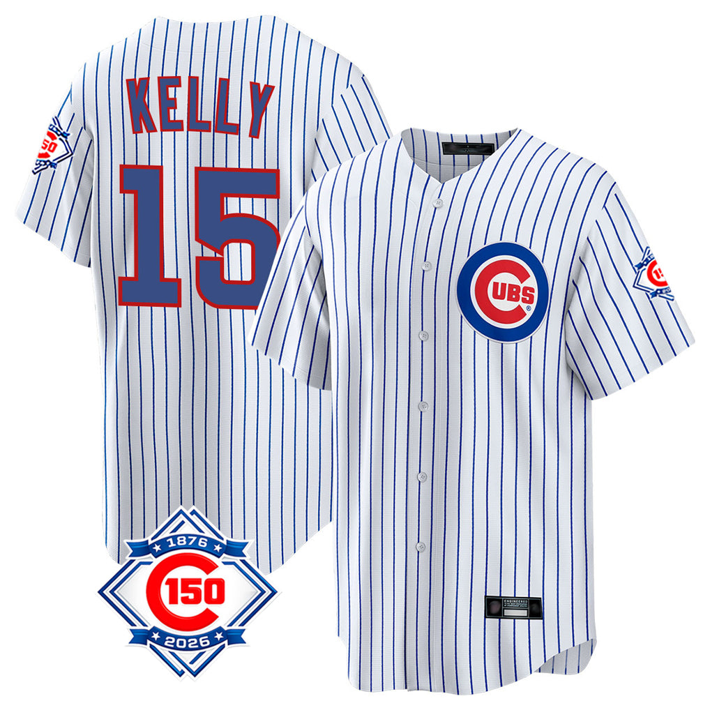 Ndoa C.Cubs #15 Carson Kelly Player White 150th Anniversary Home Game Stitched Jerseys