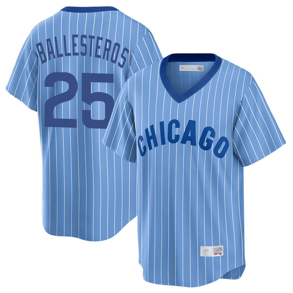 Ndoa C.Cubs #25 Mois¡§|s Ballesteros Player Blue T-shirt Cooperstown Collection Limited Stitched Jerseys