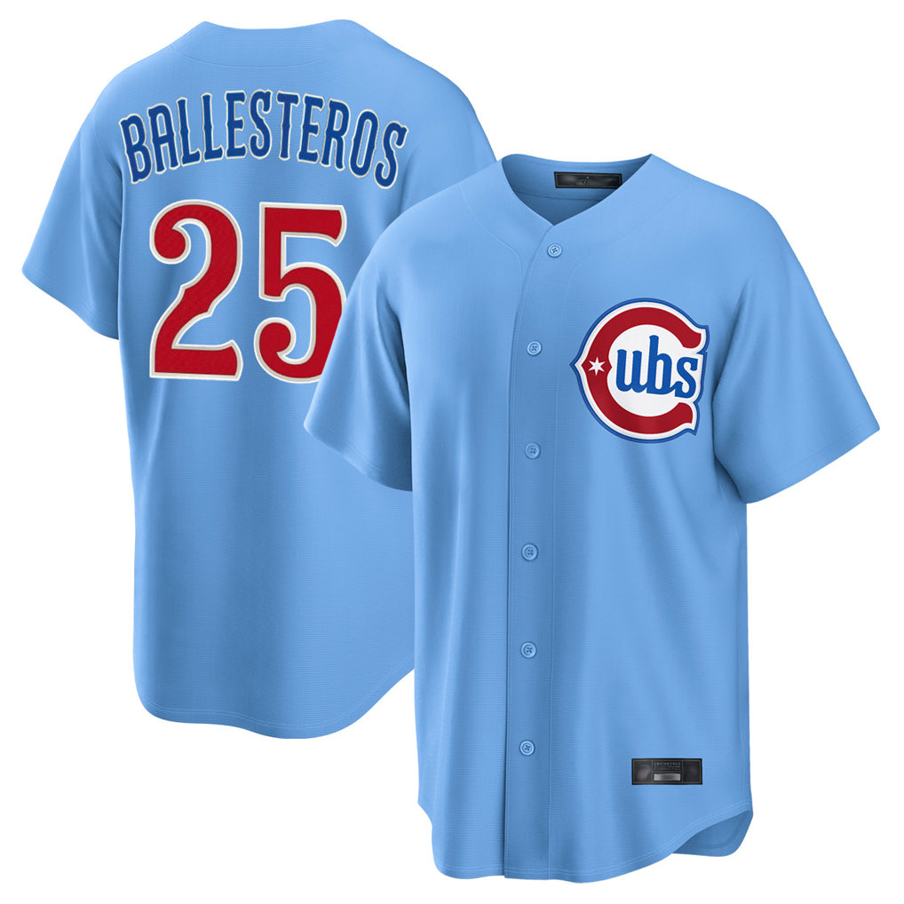 Ndoa C.Cubs #25 Mois¡§|s Ballesteros Player Light Blue Home Game Stitched Jerseys