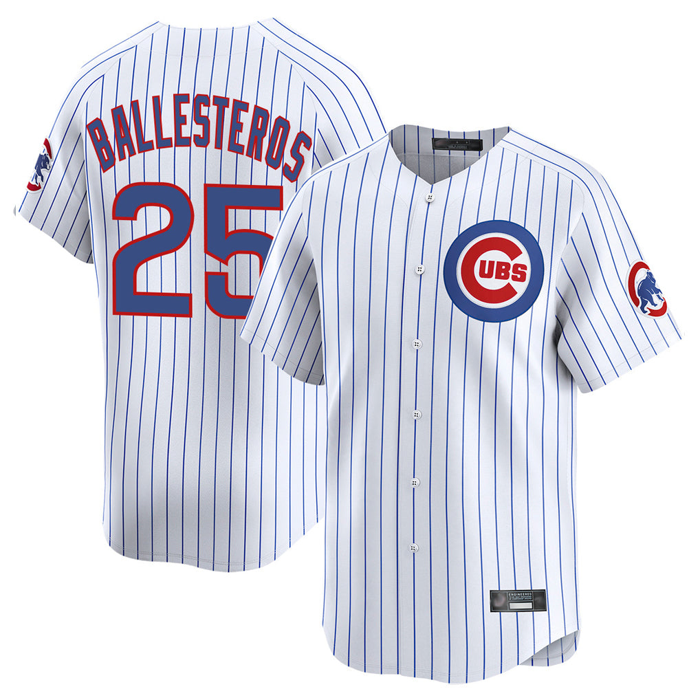 Ndoa C.Cubs #25 Mois¡§|s Ballesteros Player White Limited Home Game Stitched Jerseys