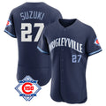Ndoa C.Cubs #27 Seiya Suzuki Player Navy City Connect 150th Anniversary Limited Elite Home Stitched Jerseys