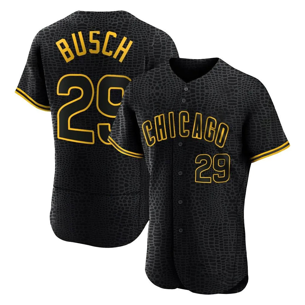 Ndoa C.Cubs #29 Michael Busch Player Black Snake Skin City Limited Elite Home Game Stitched Jerseys