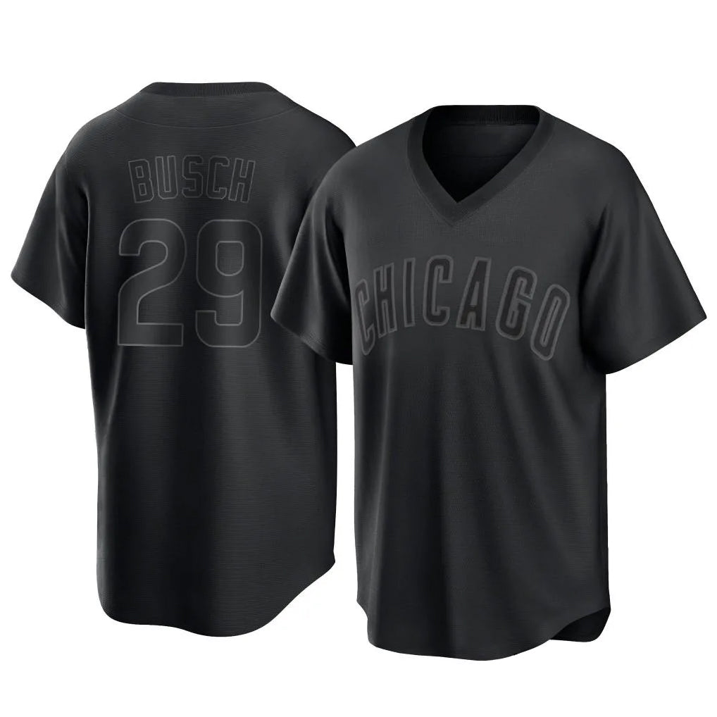 Ndoa C.Cubs #29 Michael Busch Player Black T-shirt Home Game Stitched Jerseys