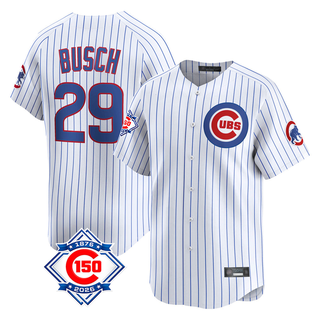Ndoa C.Cubs #29 Michael Busch Player White 150th Anniversary Limited Home Game Stitched Jerseys