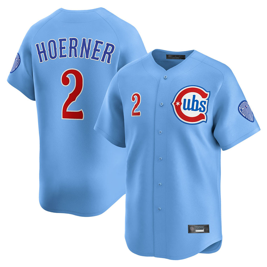 Ndoa C.Cubs #2 Nico Hoerner Player Light Blue Limited Home Stitched Jerseys