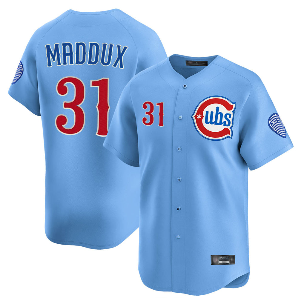 Ndoa C.Cubs #31 Greg Maddux Player Light Blue Limited Home Stitched Jerseys