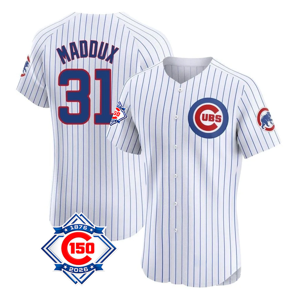 Ndoa C.Cubs #31 Greg Maddux Player White 150th Anniversary Limited Elite Home Game Stitched Jerseys