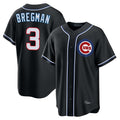 Ndoa C.Cubs #3 Alex Bregman Black Fashion Out Game Stitched Jerseys