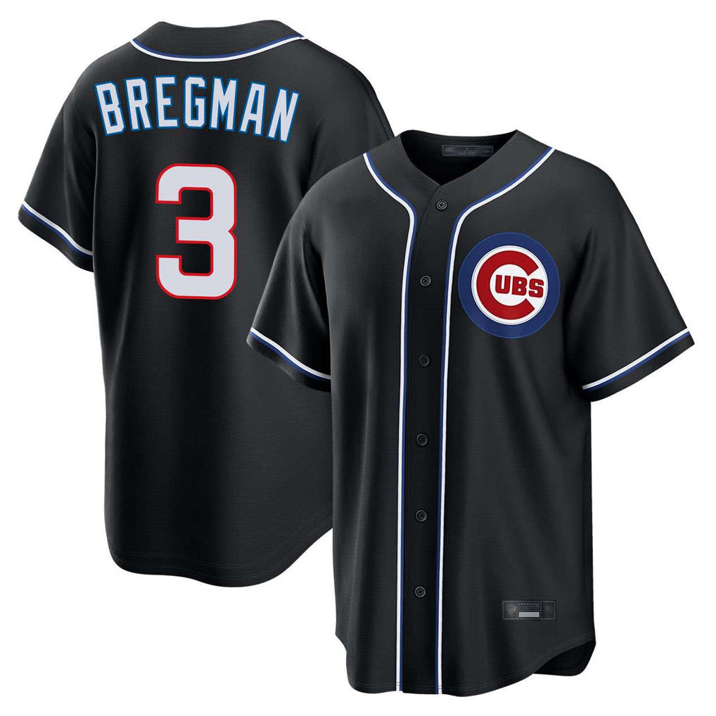 Ndoa C.Cubs #3 Alex Bregman Black Fashion Out Game Stitched Jerseys