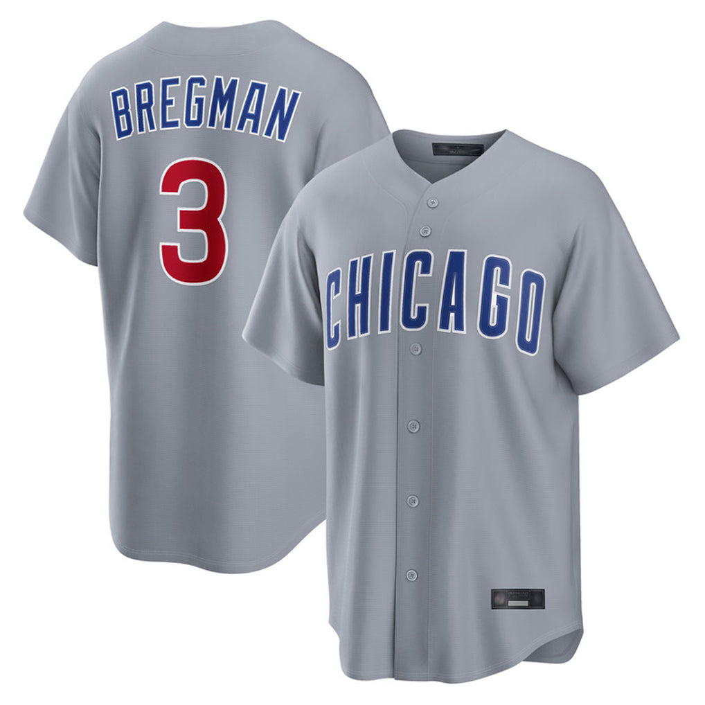 Ndoa C.Cubs #3 Alex Bregman Gray Home Game Stitched Jerseys