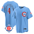 Ndoa C.Cubs #4 Pete Crow-Armstrong Player Light Blue 150th Anniversary Home Game Stitched Jerseys