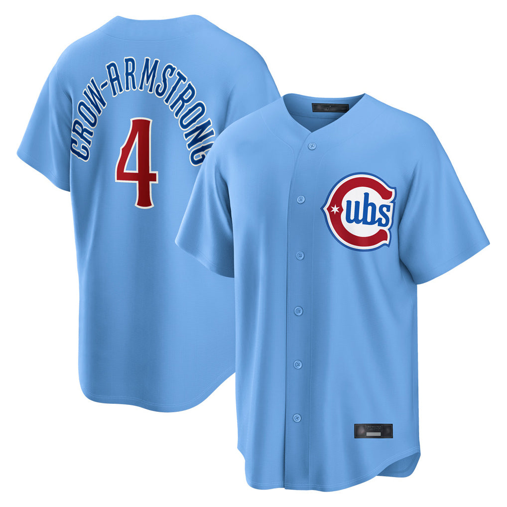 Ndoa C.Cubs #4 Pete Crow-Armstrong Player Light Blue Home Game Stitched Jerseys