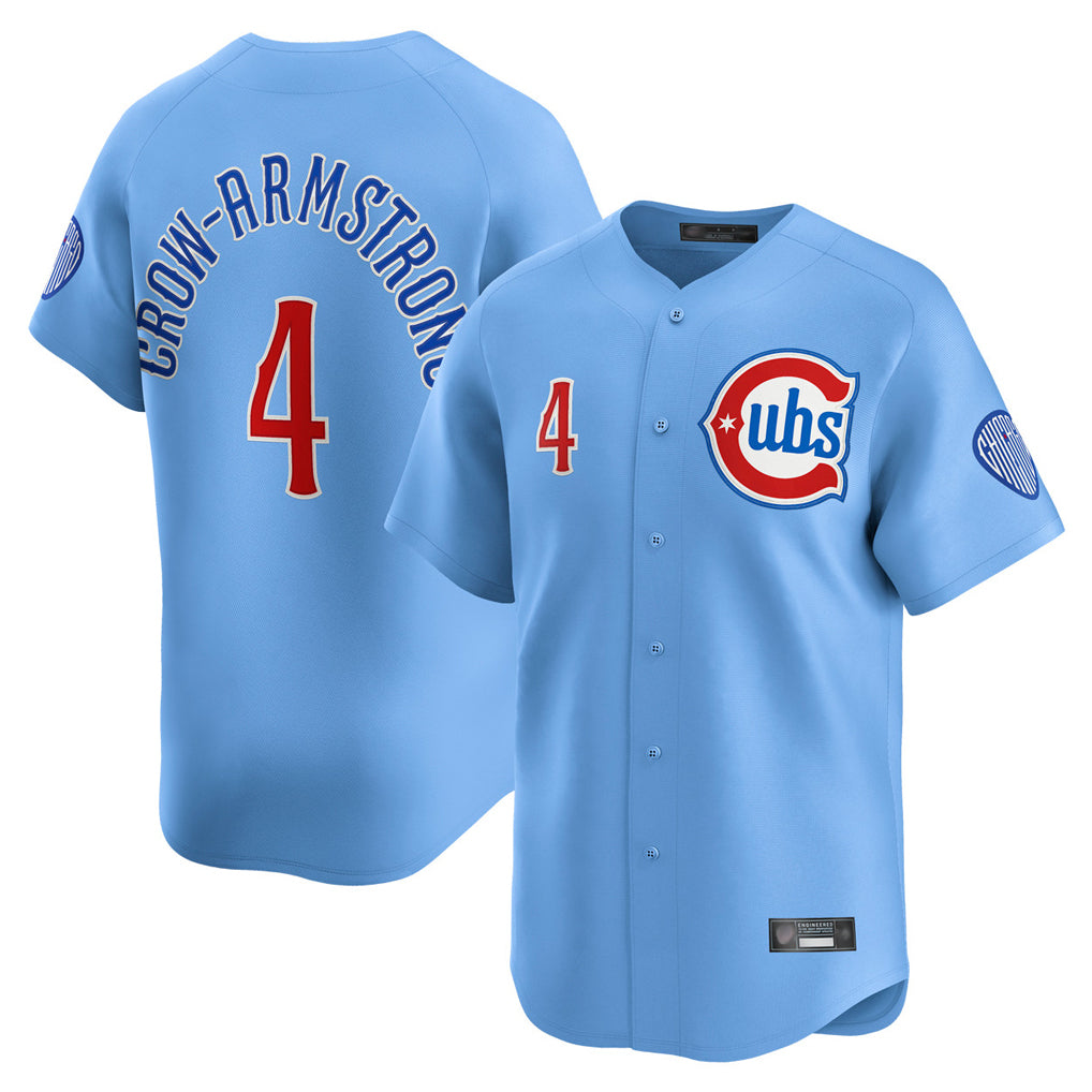 Ndoa C.Cubs #4 Pete Crow-Armstrong Player Light Blue Limited Home Stitched Jerseys