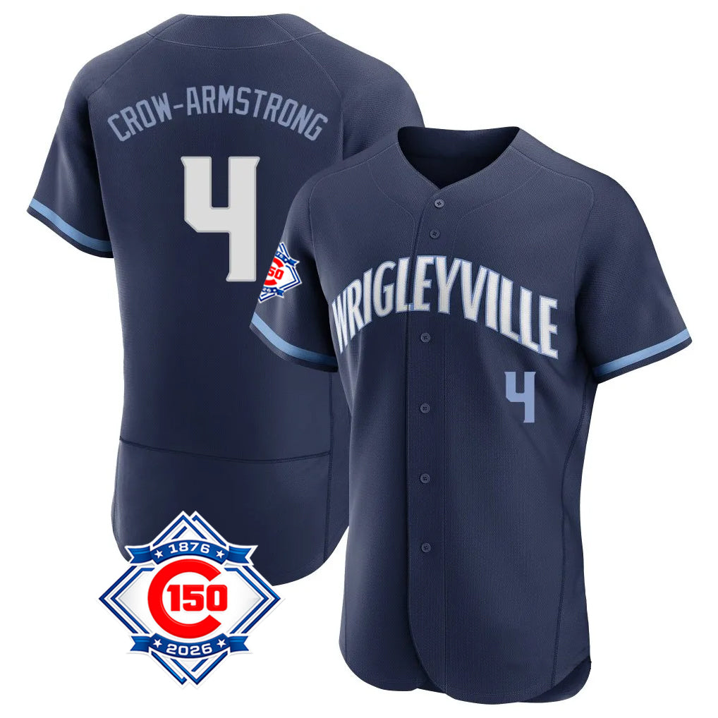 Ndoa C.Cubs #4 Pete Crow-Armstrong Player Navy City Connect 150th Anniversary Limited Elite Home Stitched Jerseys