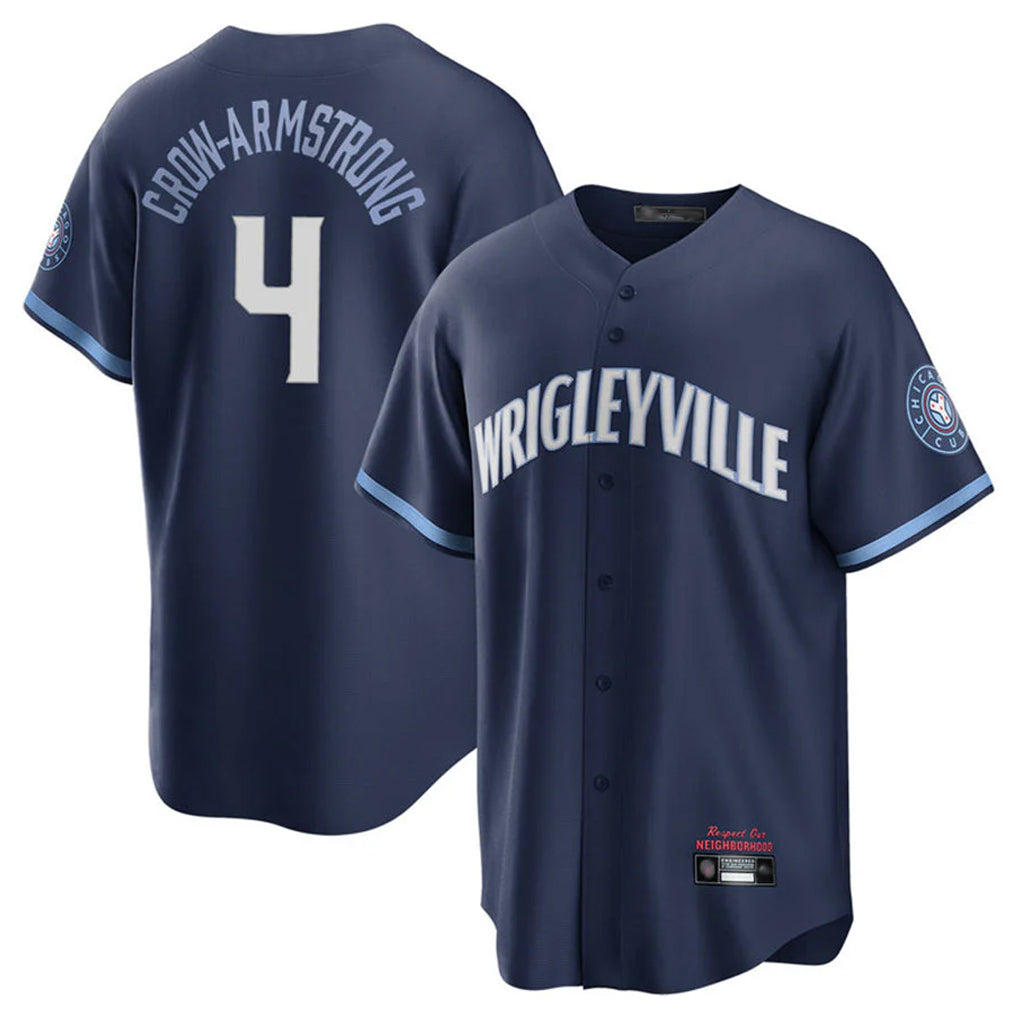 Ndoa C.Cubs #4 Pete Crow-Armstrong Player Navy City Connect Home Game Stitched Jerseys
