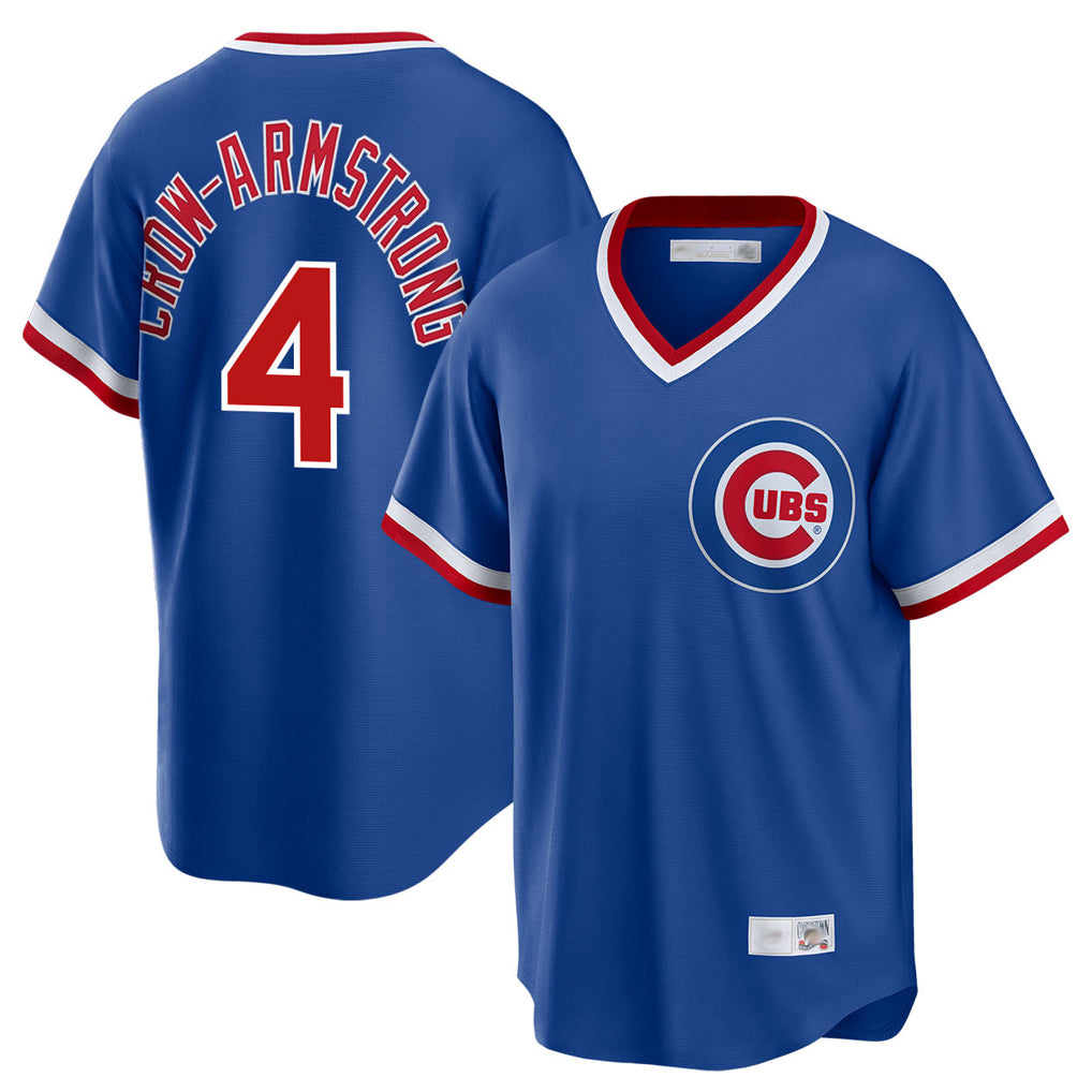 Ndoa C.Cubs #4 Pete Crow-Armstrong Player Royal T-shirt Cooperstown Collection Limited Stitched Jerseys