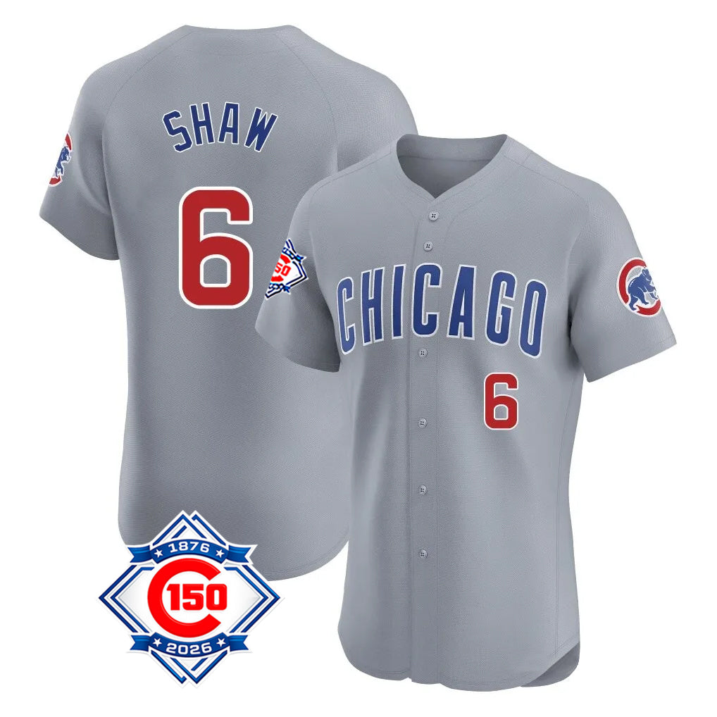 Ndoa C.Cubs #6 Matt Shaw Player Gray Road 150th Anniversary Limited Elite Home Stitched Jerseys